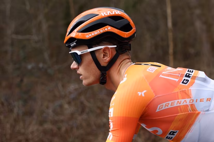 INEOS Grenadiers' British rider Oscar Onley rides with the pack during the 2nd stage of the Paris-Nice cycling race, 187 km between Épône and Montargis, on March 9, 2026. Anne-Christine POUJOULAT / AFP