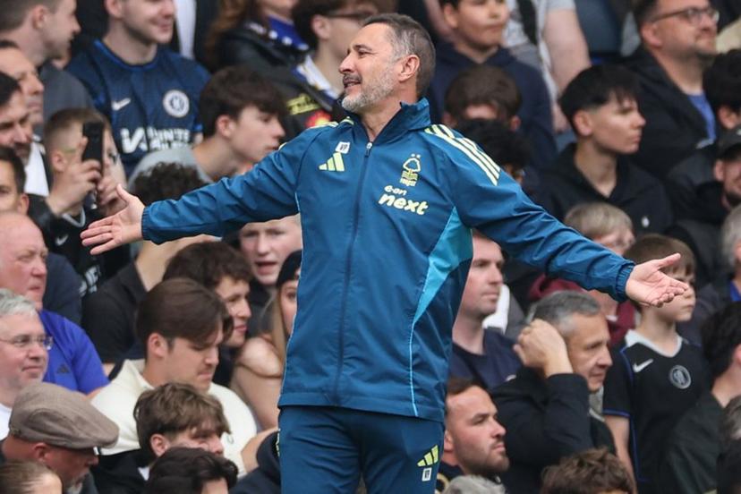 Nottingham Forest's Portuguese head coach Vítor Pereira reacts during the English Premier League football match between Chelsea and Nottingham Forest at Stamford Bridge in London on May 4, 2026. Adrian Dennis / AFP