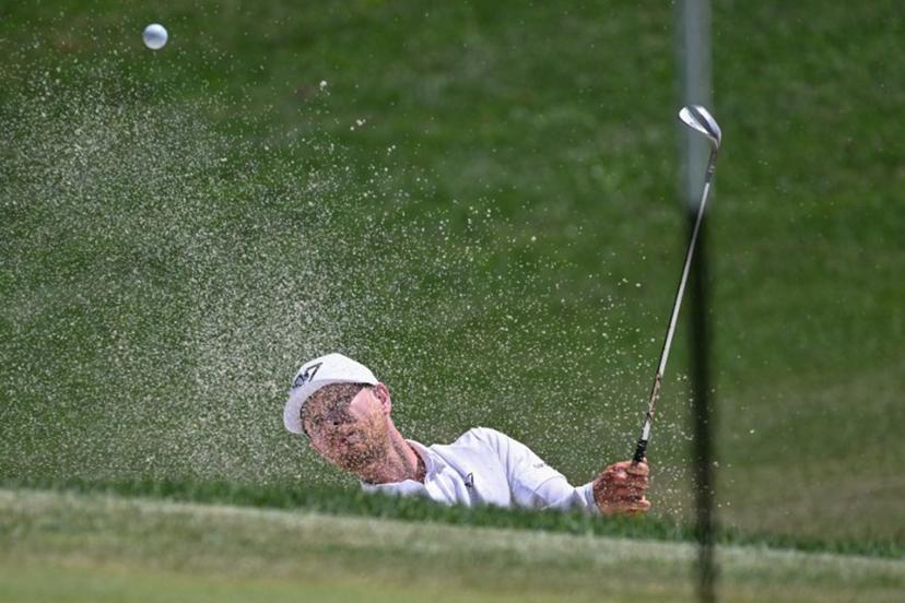 Zimbabwe's Scott Vincent of HyFlyers GC hits a bunker shot on the first hole during the final round of LIV Golf Korea at Asiad Country Club in Busan on May 31, 2026. Jung Yeon-je / AFP