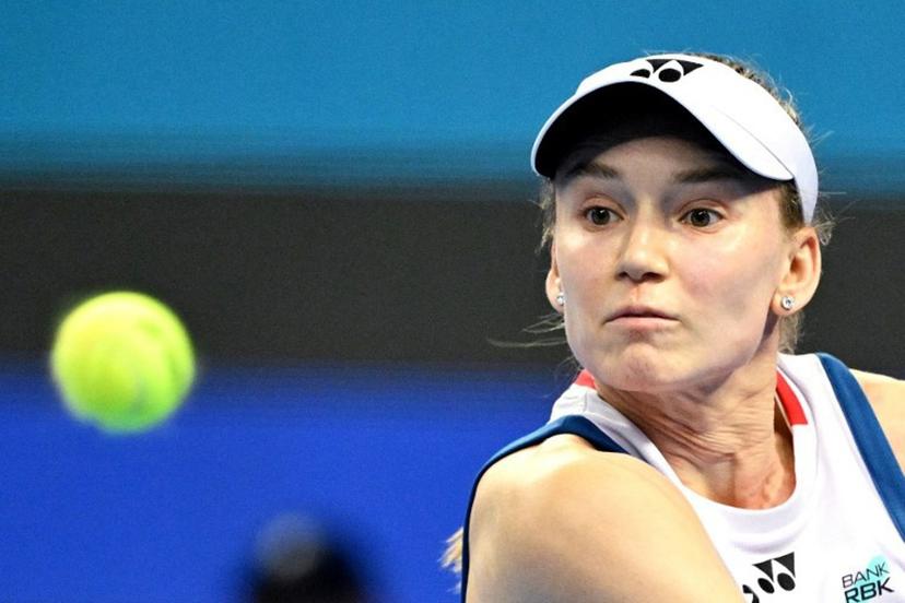 Kazakhstan's Elena Rybakina hits a return to Armenia's Alina Charaeva during their women's singles match at the China Open tennis tournament in Beijing on October 3, 2026. GREG BAKER / AFP