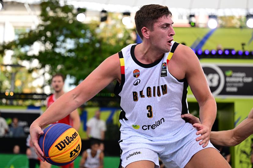 Jonas Foerts a 3x3 basketball game between Belgium and Switzerland, a qualifying game in Pool A at the men's FIBA 3x3 Europe Cup, on Saturday 12 September 2026 in Antwerp. BELGA PHOTO DIRK WAEM