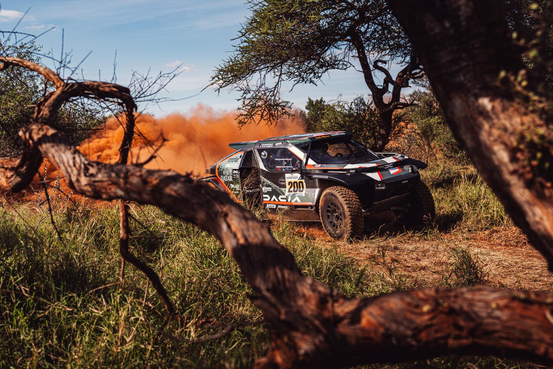 ATTENTION EDITORS - HAND OUT PICTURES - EDITORIAL USE ONLY - MANDATORY CREDIT 'THE DACIA SANDRIDERS' This handout picture, distributed by Eric Dupain, shows Nasser Al-Attiyah and Edouard Boulanger during the South African Safari Rallyn in Sun City, South Africa, on Monday 19 May 2025. BELGA PHOTO HANDOUT THE DACIA SANDRIDERS