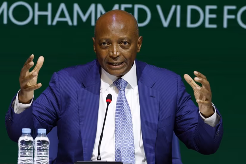 Confederation of African Football (CAF) President Patrice Motsepe speaks during a press conference at the Mohammed VI Football Complex in Sale on April 9, 2026, nearly a month after Senegal was stripped of its Africa Cup of Nations title in favour of host nation Morocco. Motsepe had announced at the end of March that he would visit Senegal and Morocco to stress the importance of "working together to develop African football", after his organisation faced mounting criticism. Abdel Majid BZIOUAT / AFP