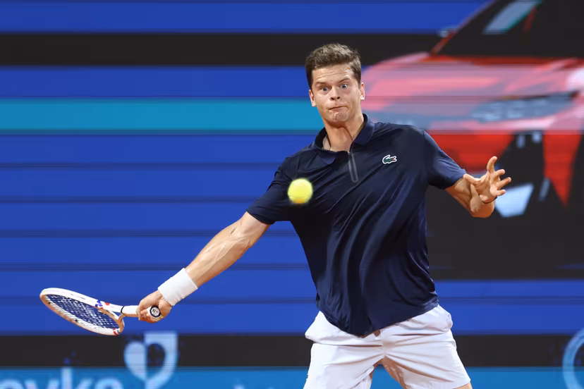 Alexander Blockx of Belgium competes during the first round match against Titouan Droguet of France at the ATP Croatia Open Umag at Stadium "Goran Ivanisevic" on July 14, 2026. in Umag, Croatia. Photo: Srecko Niketic/PIXSELL BELGIUM ONLY