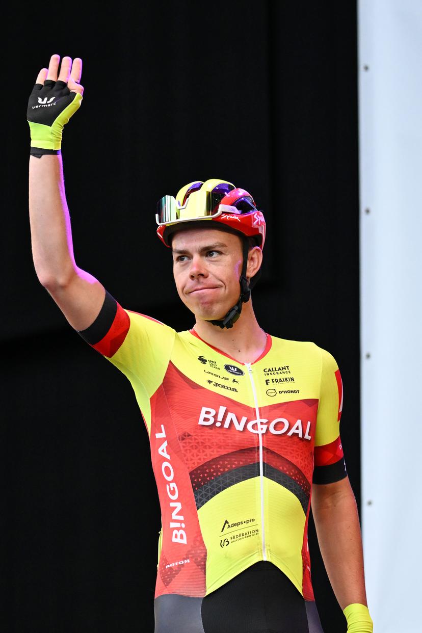 Belgian Jens Reynders of Bingoal WB Devo Team pictured ahead of the 'Natourcriterium Herentals' cycling race, Thursday 25 July 2024 in Herentals. The contest is a part of the traditional 'criteriums', local races in which mainly cyclists who rode the Tour de France compete. BELGA PHOTO MAARTEN STRAETEMANS