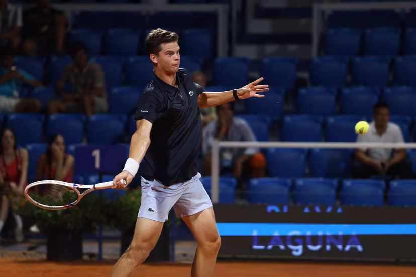 Alexander Blockx of Belgium competes during the first round match against Titouan Droguet of France at the ATP Croatia Open Umag at Stadium "Goran Ivanisevic" on July 14, 2026. in Umag, Croatia. Photo: Srecko Niketic/PIXSELL BELGIUM ONLY