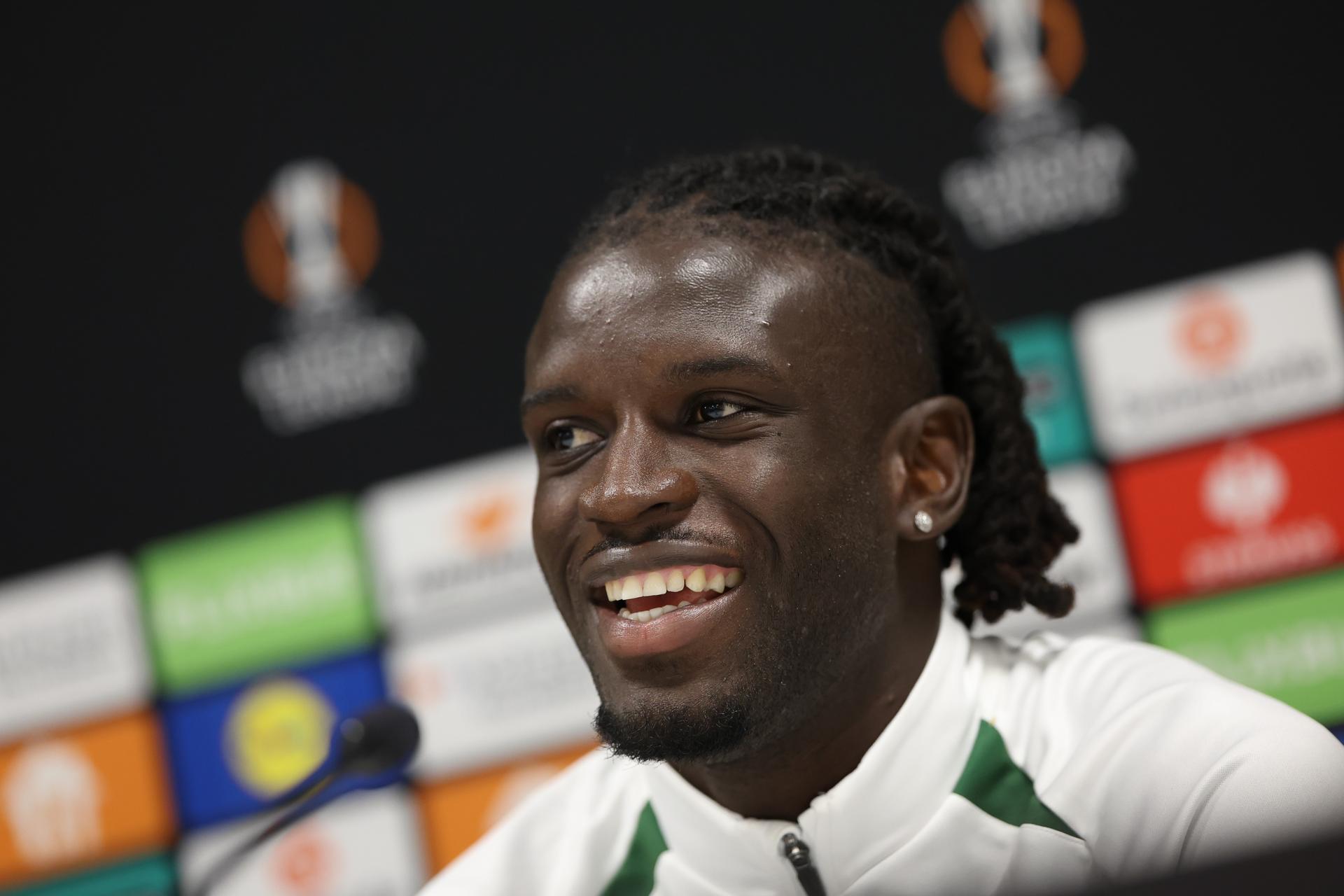 Union's Massire Sylla pictured during a press conference of Belgian soccer team Royale Union Saint-Gilloise, Wednesday 14 October 2026 in Leuven. The team is preparing for the 2nd match of the UEFA Europa League league phase against Spanish Real Sociedad tomorrow. BELGA PHOTO VIRGINIE LEFOUR