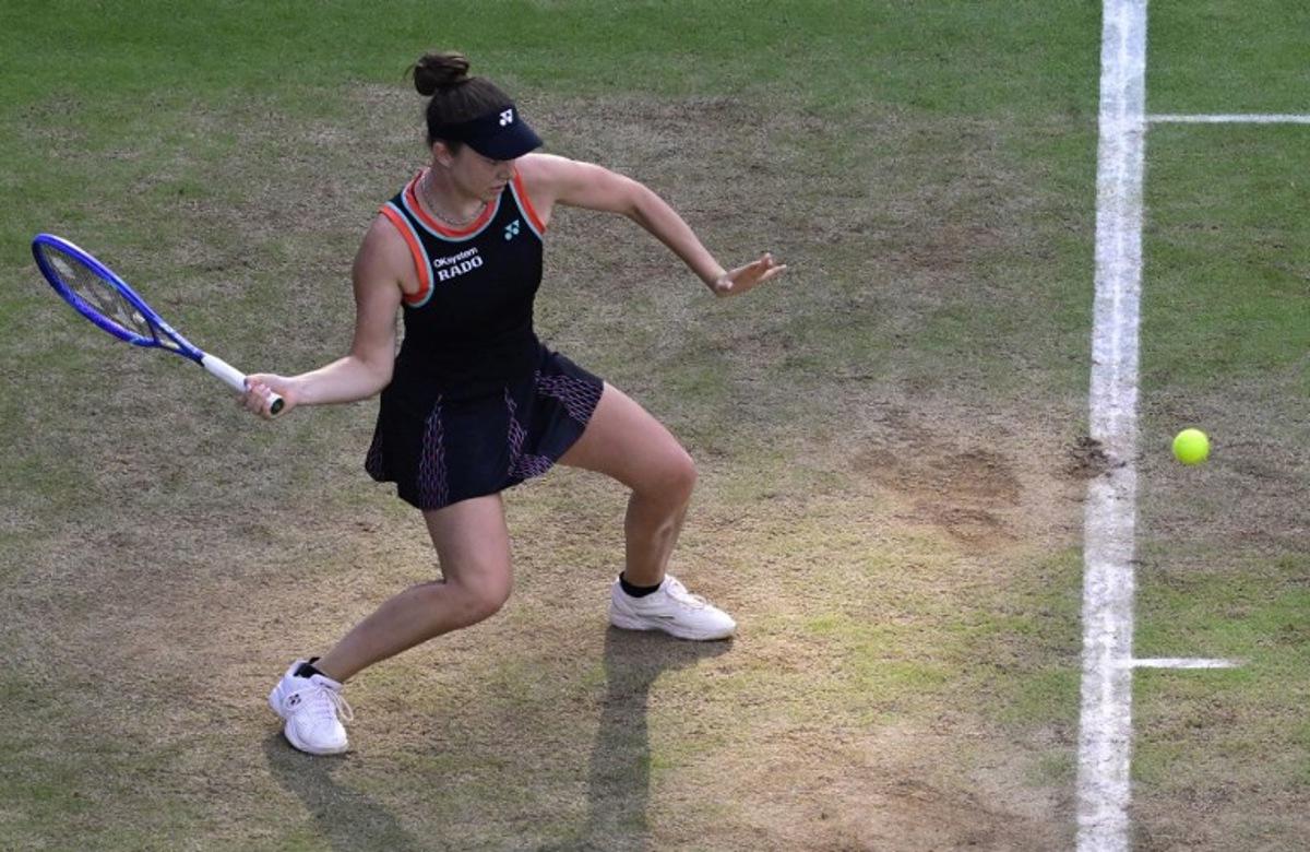 Czech Republic's Linda Noskova returns a ball to Alexandra Eala of the Philippines during their women's singles semi-final match at the WTA500 Berlin Tennis Open tournament in Berlin on June 20, 2026. John MACDOUGALL / AFP