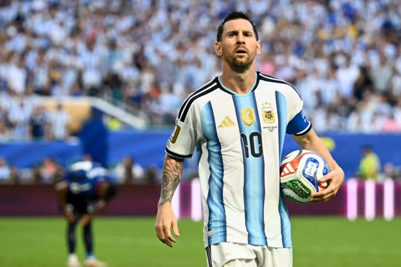 Argentina's forward #10 Lionel Messi gestures during the 2026 World Cup round of 32 football match between Argentina and Cape Verde at the Miami Stadium in Miami Gardens on July 3, 2026. CHANDAN KHANNA / AFP