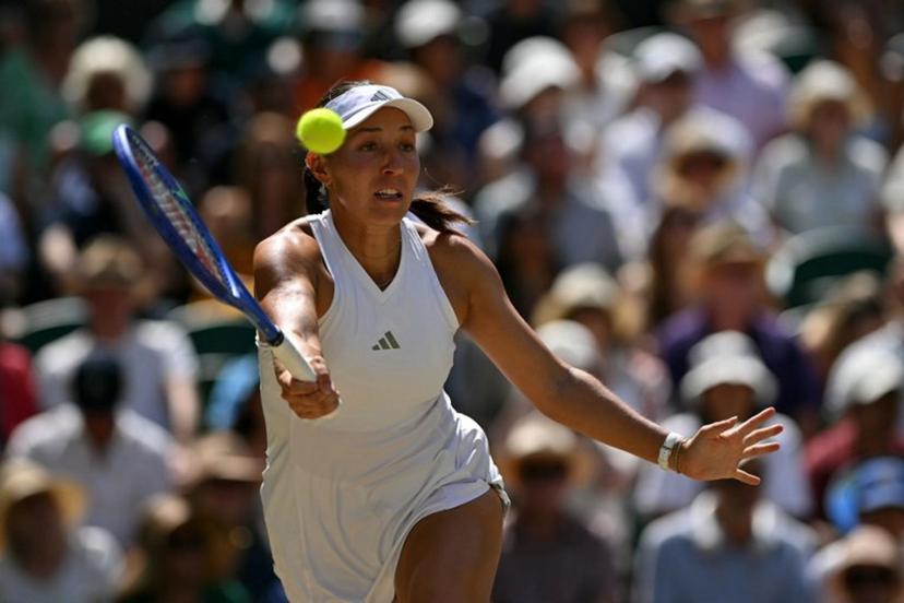 US player Jessica Pegula returns to US player Coco Gauff during their women's singles quarter-final tennis match on the ninth day of the 2026 Wimbledon Championships at The All England Lawn Tennis and Croquet Club in Wimbledon, southwest London, on July 7, 2026. Glyn KIRK / AFP
