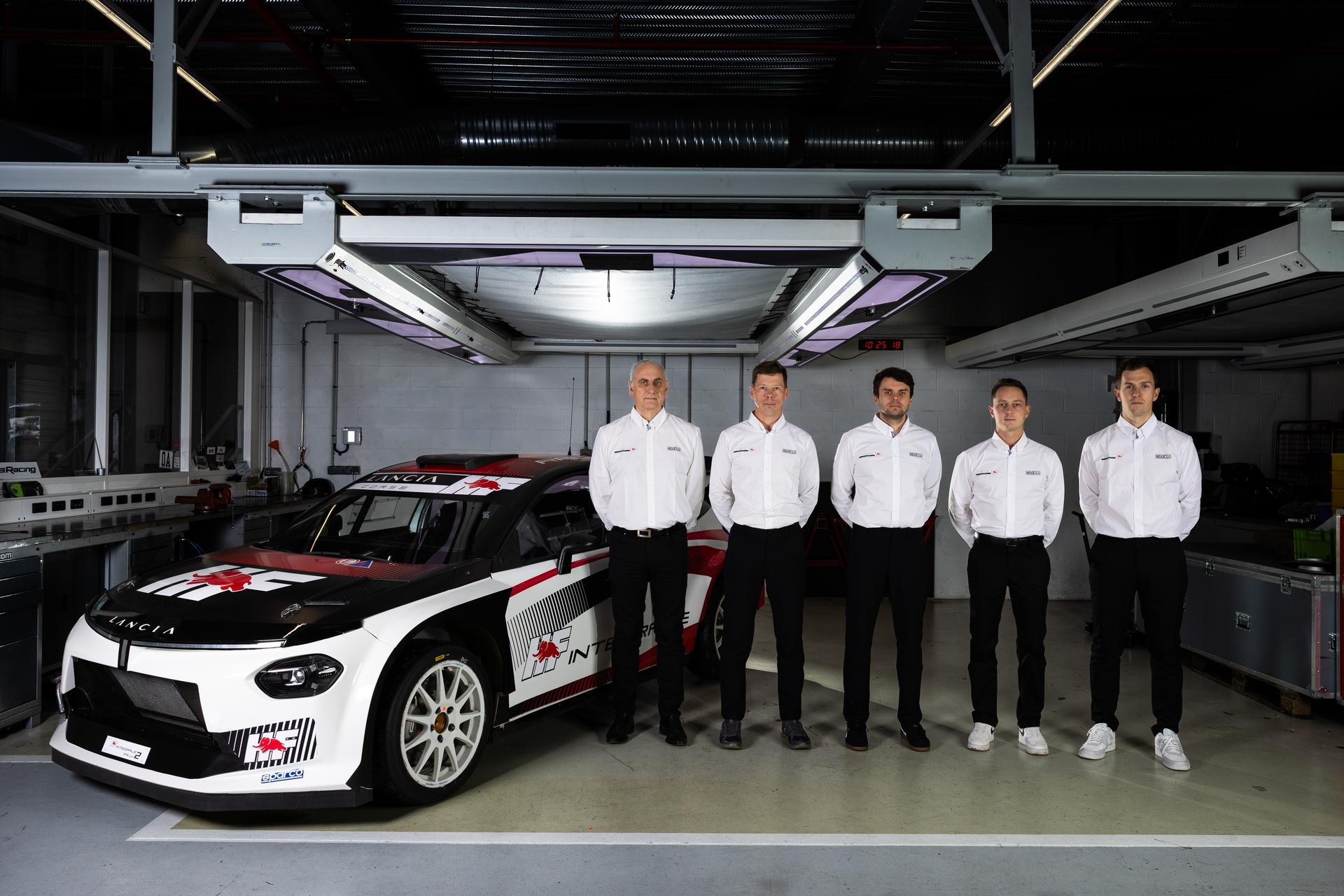 ATTENTION EDITORS - HAND OUT PICTURES - EDITORIAL USE ONLY - MANDATORY CREDIT 'LANCIA' This handout picture, distributed by Eric Dupain, shows Yohan Rossel and Nikolay Gryazin during the presentation of the Lancia team for the 2026 WRC2 season, on Friday 12 December 2025. PHOTO HANDOUT LANCIA/ Germain Hazard / DPPI *** Belga and Belga Editorial Board decline all responsibility regarding the content of this picture. ***