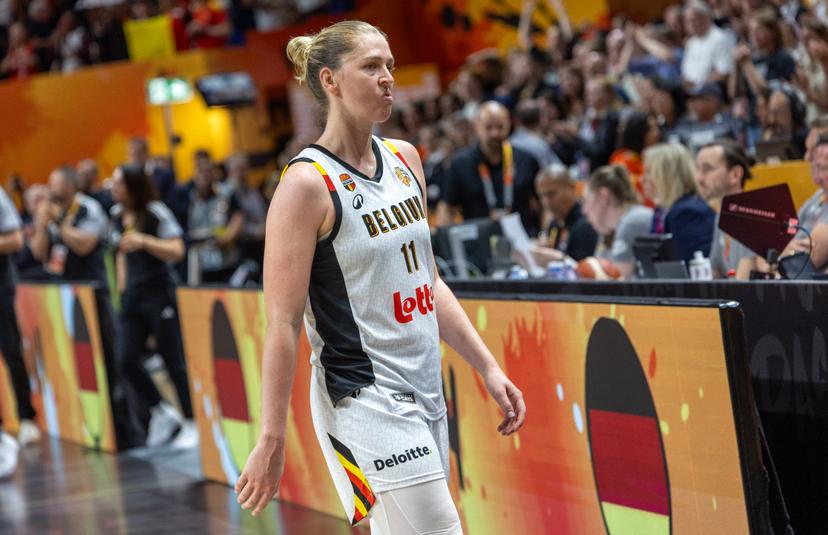 Belgium's Emma Meesseman looks dejected after losing a basketball game between Germany and Belgium national team Belgian Cats, a quarter final game at the FIBA Women's Basketball World Cup, on Thursday 10 September 2026, in Berlin, Germany. The FIBA Women's Basketball World Cup takes place in Berlin from 4 to 13 September 2026. BELGA PHOTO VIRGINIE LEFOUR