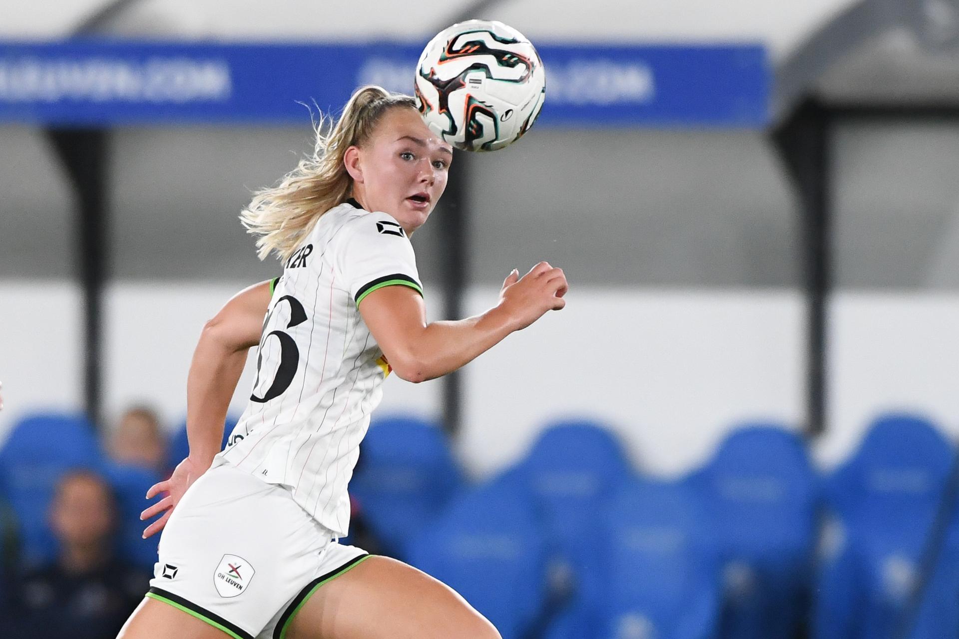 OHL Women's Isabella Dekker pictured in action during a soccer match between Oud-Heverlee Leuven Women and Bosnian-Herzegovinian SFK 2000 Sarajevo, Wednesday 27 August 2025 in Leuven, the first game in the qualification tournament for the UEFA Champions League competition. BELGA PHOTO JILL DELSAUX