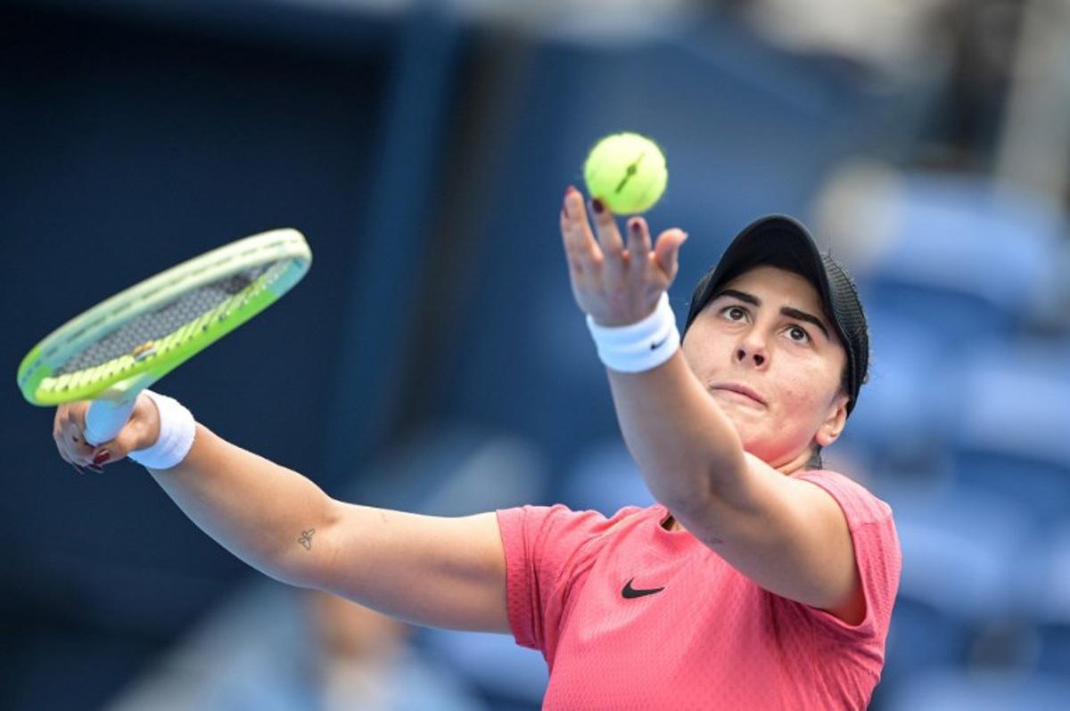 Canada's Bianca Andreescu serves against Britain's Katie Boulter during their women's singles quarter-final match on day five of the Pan Pacific Open tennis tournament in Tokyo on October 25, 2024. Richard A. Brooks / AFP