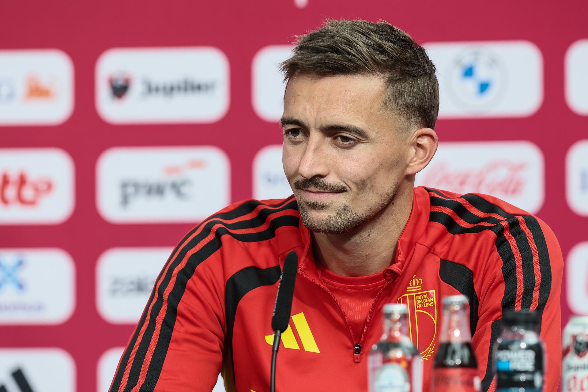 Belgium's Timothy Castagne pictured during a press moment of Belgian national soccer team Red Devils, on Thursday 02 July 2026 in their base camp, home of the Seattle Sounders, Renton, Seattle, USA. The Rode Duivels - Diables Rouges qualified for the knockout stage of the 2026 FIFA World Cup, where they'll meet USA in the round of 16 on July 7th. BELGA PHOTO BRUNO FAHY