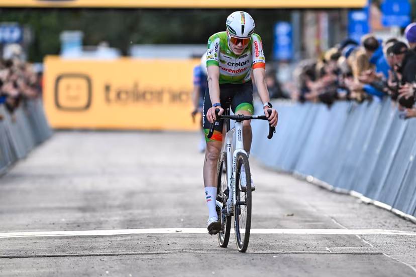 Belgium's Witse Meeussen crosses the finish line at the men's elite race of the Superprestige Overijse cyclocross cycling event, Sunday 25 October 2026 in Overijse, the first race of the Superprestige competition. BELGA PHOTO DAVID PINTENS