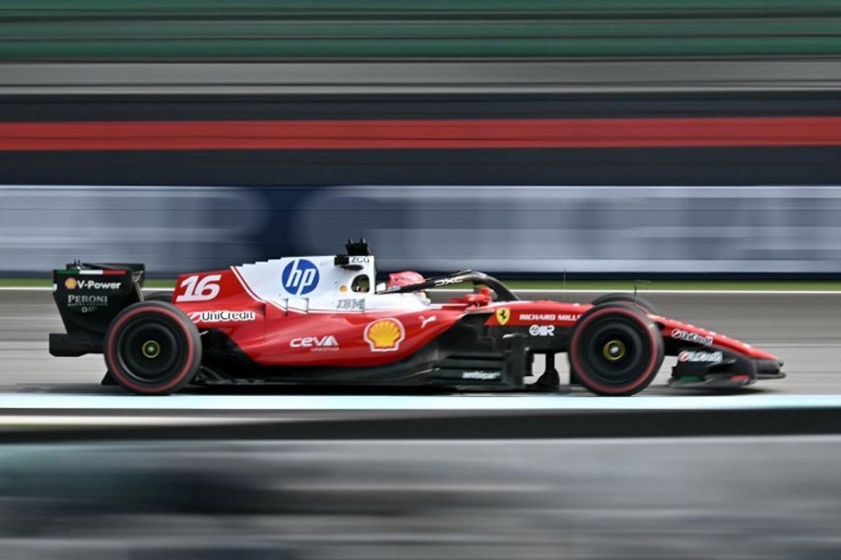 Ferrari's Monegasque driver Charles Leclerc drives during the second practice session ahead of the Formula One Bahrain Grand Prix in Sepang on October 2, 2026. Lillian SUWANRUMPHA / AFP