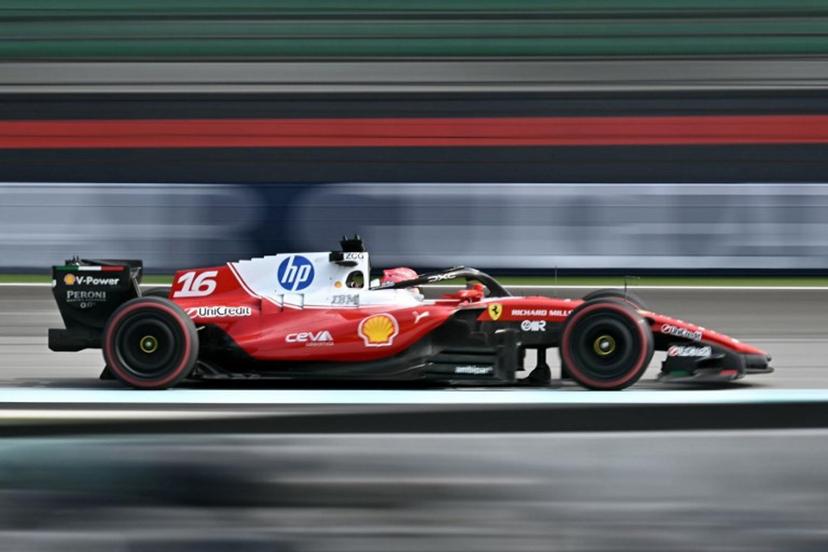 Ferrari's Monegasque driver Charles Leclerc drives during the second practice session ahead of the Formula One Bahrain Grand Prix in Sepang on October 2, 2026. Lillian SUWANRUMPHA / AFP