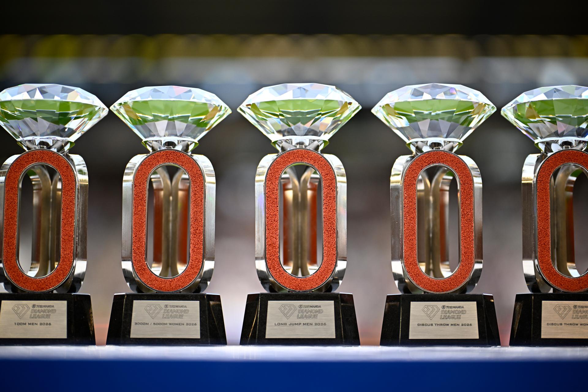 Trophies pictured at the 50th edition of the Memorial Van Damme Diamond League athletics event in Brussels, Friday 4 September 2026. BELGA PHOTO JASPER JACOBS
