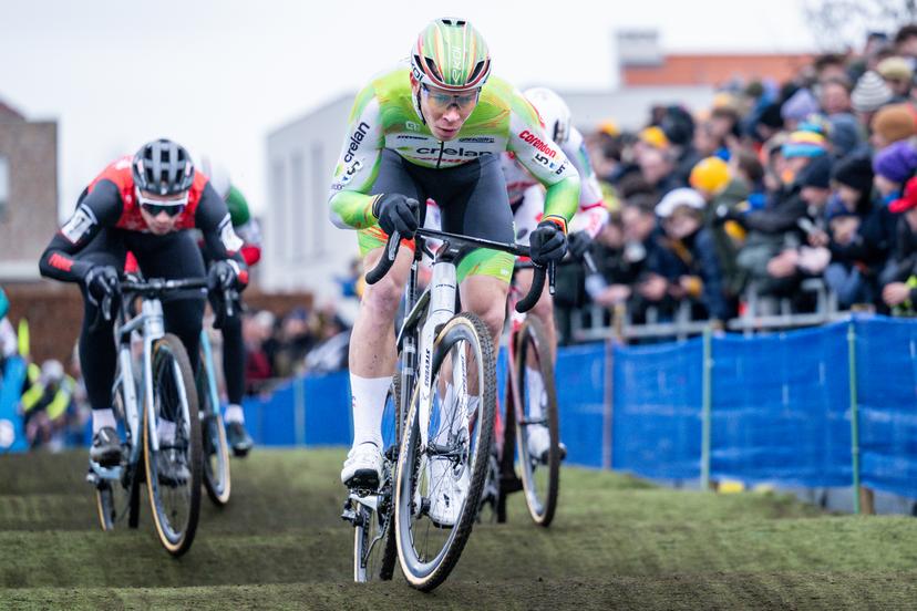 Belgian Laurens Sweeck pictured in action during the men's elite race of the Azencross, the fifth stage in the DVV Trofee (out of eight), Monday 29 December 2025, in Loenhout. BELGA PHOTO DAVID PINTENS