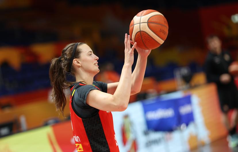 Belgium's Antonia Delaere a training session of Belgian national basketball team Belgian Cats, in Berlin, Germany on Saturday 5 September 2026. The FIBA Women's Basketball World Cup take place in Germany from 4 to 23 September 2026. BELGA PHOTO VIRGINIE LEFOUR