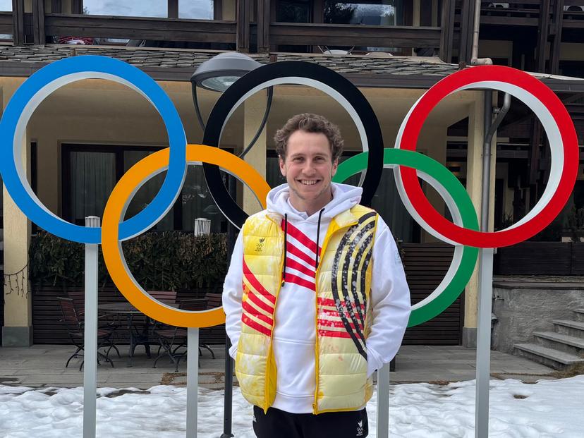 ATTENTION EDITORS - HANDOUT PICTURES - EDITORIAL USE ONLY - MANDATORY CREDIT BOIC-COIB - Handout pictures released on Thursday 12 February 2026, by the Belgian International and Olympic Committee shows Belgian skier Sam Maes posing for portrait in Bormio, at the Milano Cortina 2026 Olympic Winter Games. *** Belga and Belga Editorial Board decline all responsibility regarding the content of this picture. *** PHOTO MELINEE DE VARTAVAN - HAND OUT BOIC-COIB