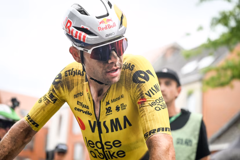 Belgian Wout van Aert pictured after the elite race at the Belgian Gravel Championships, Sunday 16 August 2026 in Grobbendonk. BELGA PHOTO ELIAS ROM