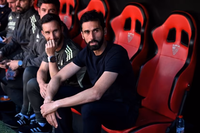 Real Madrid's Spanish coach Alvaro Arbeloa is seen before the Spanish league football match between Sevilla FC and Real Madrid CF at the Sanchez Pizjuan stadium in Seville on May 17, 2026. CRISTINA QUICLER / AFP