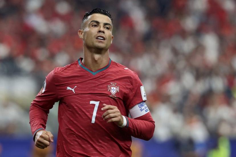Portugal's forward #07 Cristiano Ronaldo reacts to a missed chance during the 2026 World Cup round of 16 football match between Portugal and Spain at the Dallas Stadium in Arlington on July 6, 2026. Aric Becker / AFP