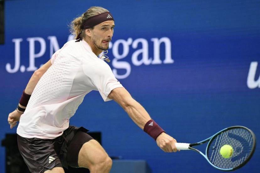 Germany's Alexander Zverev hits a return to USA's Ben Shelton during the men's singles final tennis match on day fifteen of the US Open tennis tournament at the USTA Billie Jean King National Tennis Center in New York on September 13, 2026. ANGELA WEISS / AFP