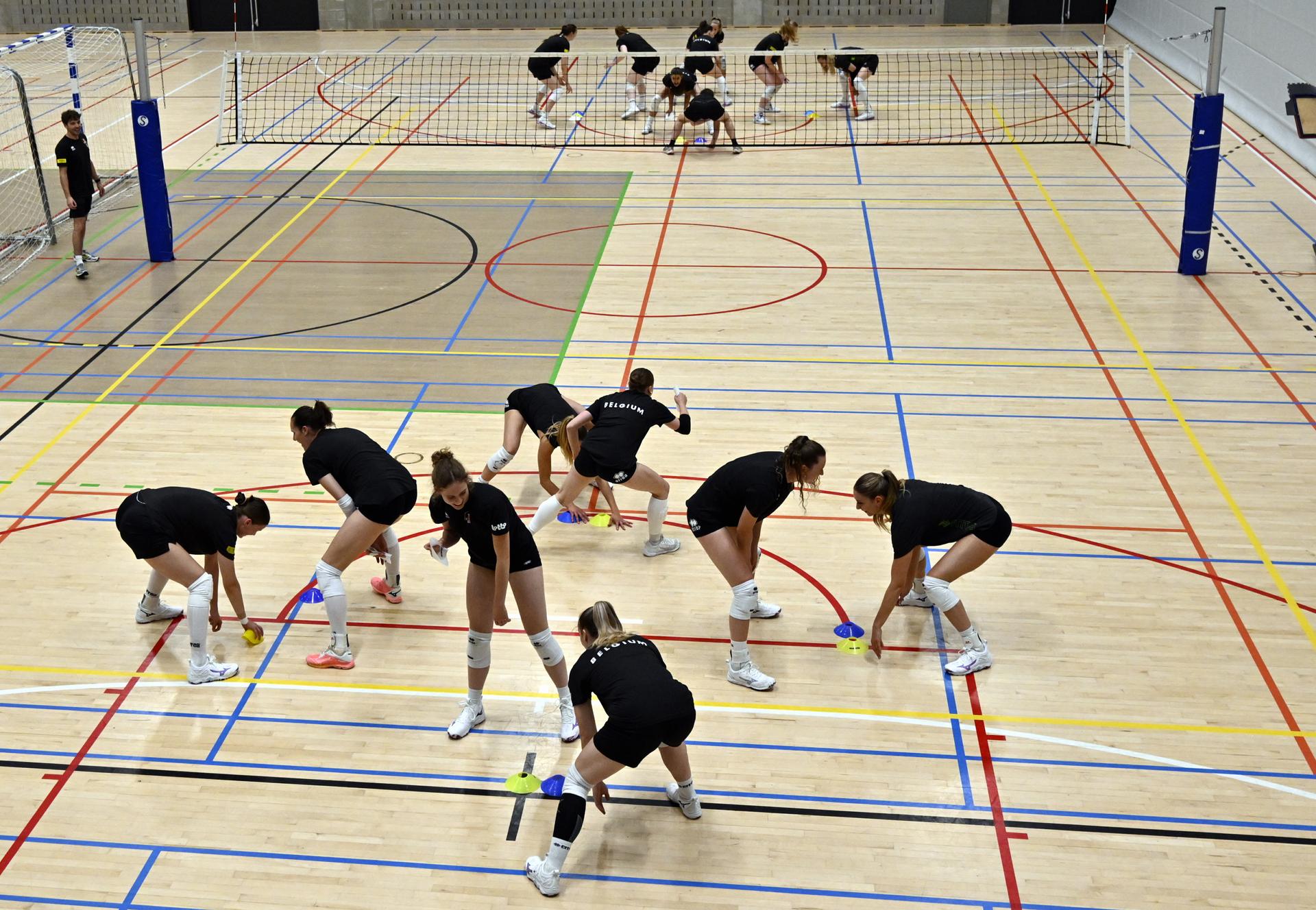 a training session of Belgian national women's volleyball team the Yellow Tigers, Wednesday 28 May 2025 in Leuven. The team is preparing for the upcoming Nations League. BELGA PHOTO ERIC LALMAND