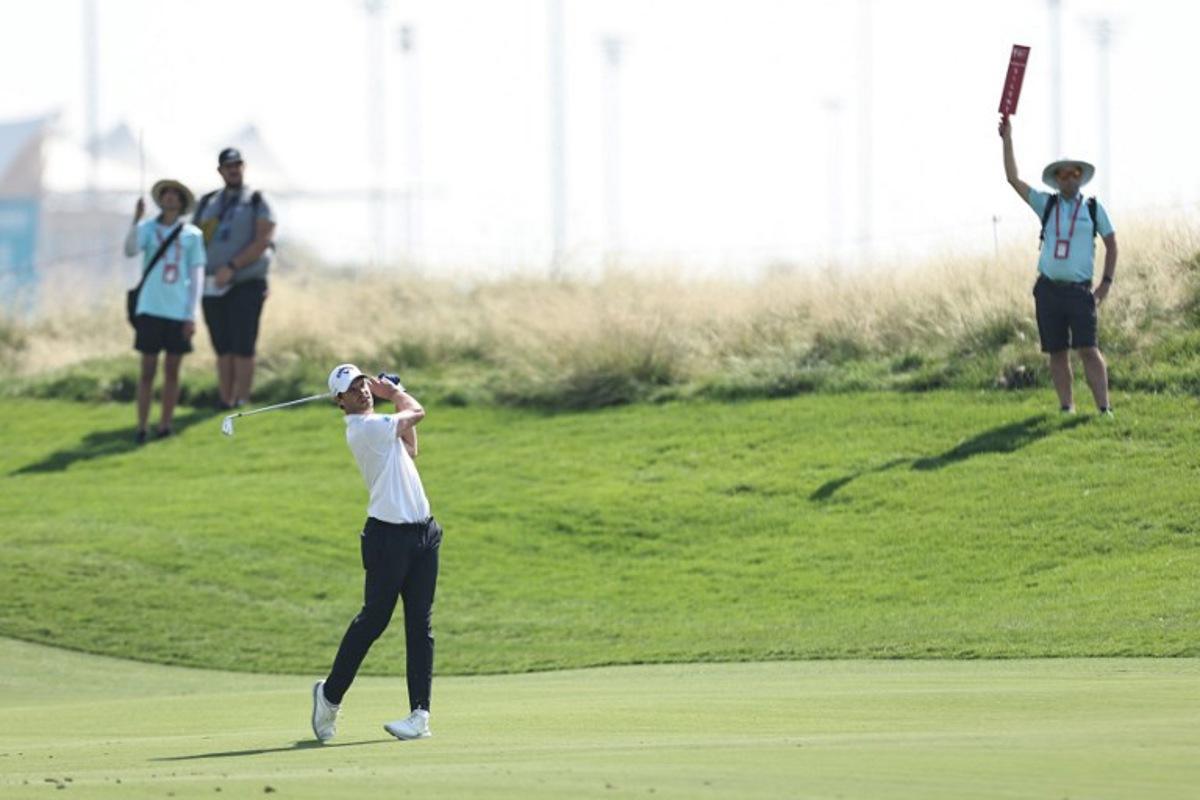 Belgium's Thomas Detry plays a shot on the 2nd hole during the final round of the DP World Tour Championship golf tournament in Abu Dhabi on November 10, 2024. FADEL SENNA / AFP