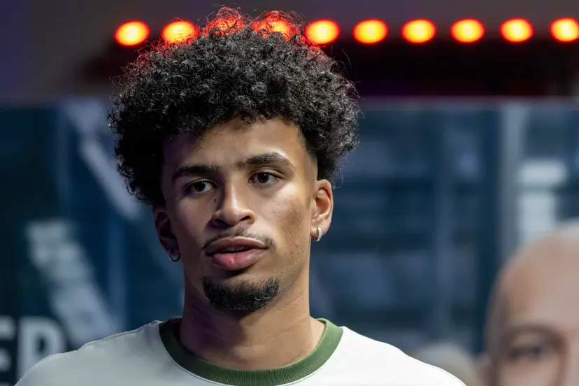 Belgian NBA-player Toumani Camara pictured during a press vision and avant-premiere of the documentary 'The Belgian Dream', at Kinepolis cinema complex in Brussels, Monday 29 July 2024. BELGA PHOTO NICOLAS MAETERLINCK