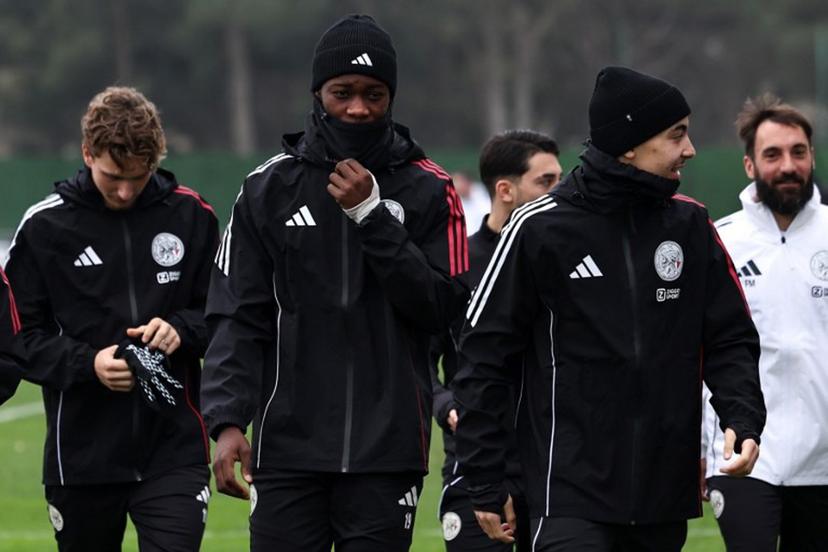 Ajax's Dutch forward #19 Don-Angelo Konadu attends a training session at the Neftchi football center in Baku on December 9, 2025, on the eve of the UEFA Champions League league phase football match between Qarabag and Ajax. Giorgi ARJEVANIDZE / AFP