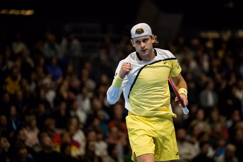 Zizou Bergs of Belgium celebrates during the European Open ATP tennis tournament in Brussels, on Friday 23 October 2026. This year's edition of the tournament is taking place from 17 to 25 October BELGA PHOTO JASPER JACOBS