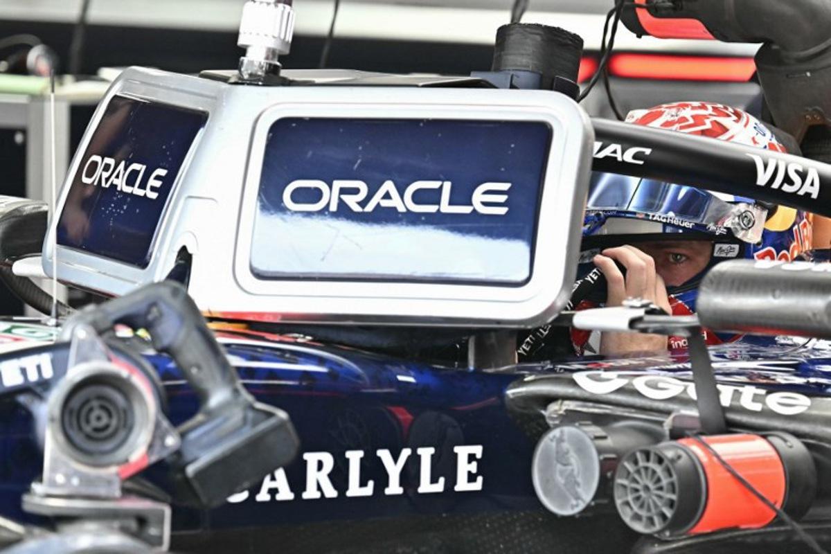 Red Bull Racing's Dutch driver Max Verstappen sits in his car in the pit lane during the first practice session ahead of the Formula One Bahrain Grand Prix in Sepang on October 2, 2026. Lillian SUWANRUMPHA / AFP