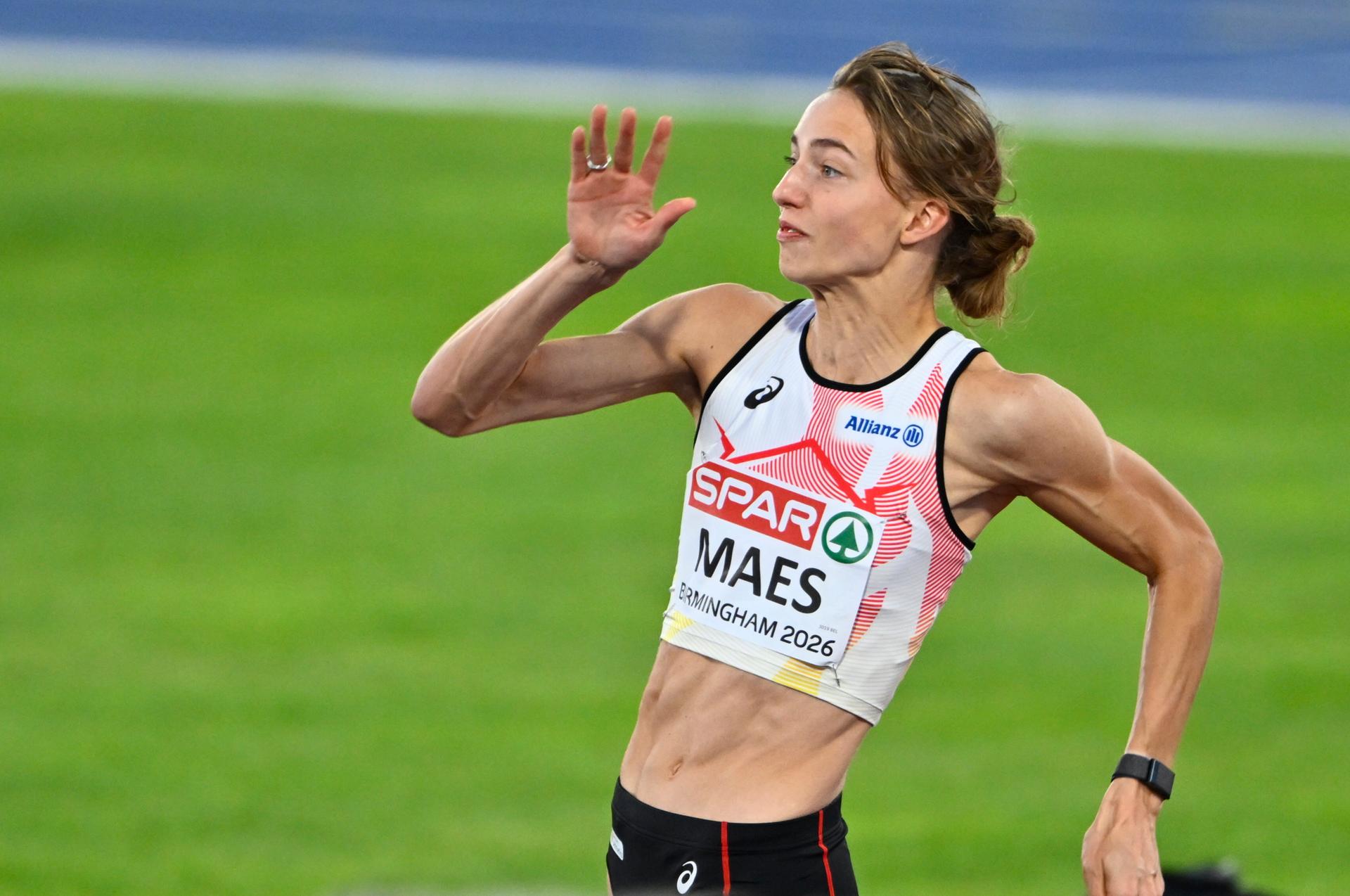 Belgian athlete Merel Maes pictured in action during the women's high jump final on the sixth day of the European Athletics Championships (August 10-18) in Birmingham, United Kingdom, on Saturday 15 August 2026. BELGA PHOTO ERIC LALMAND