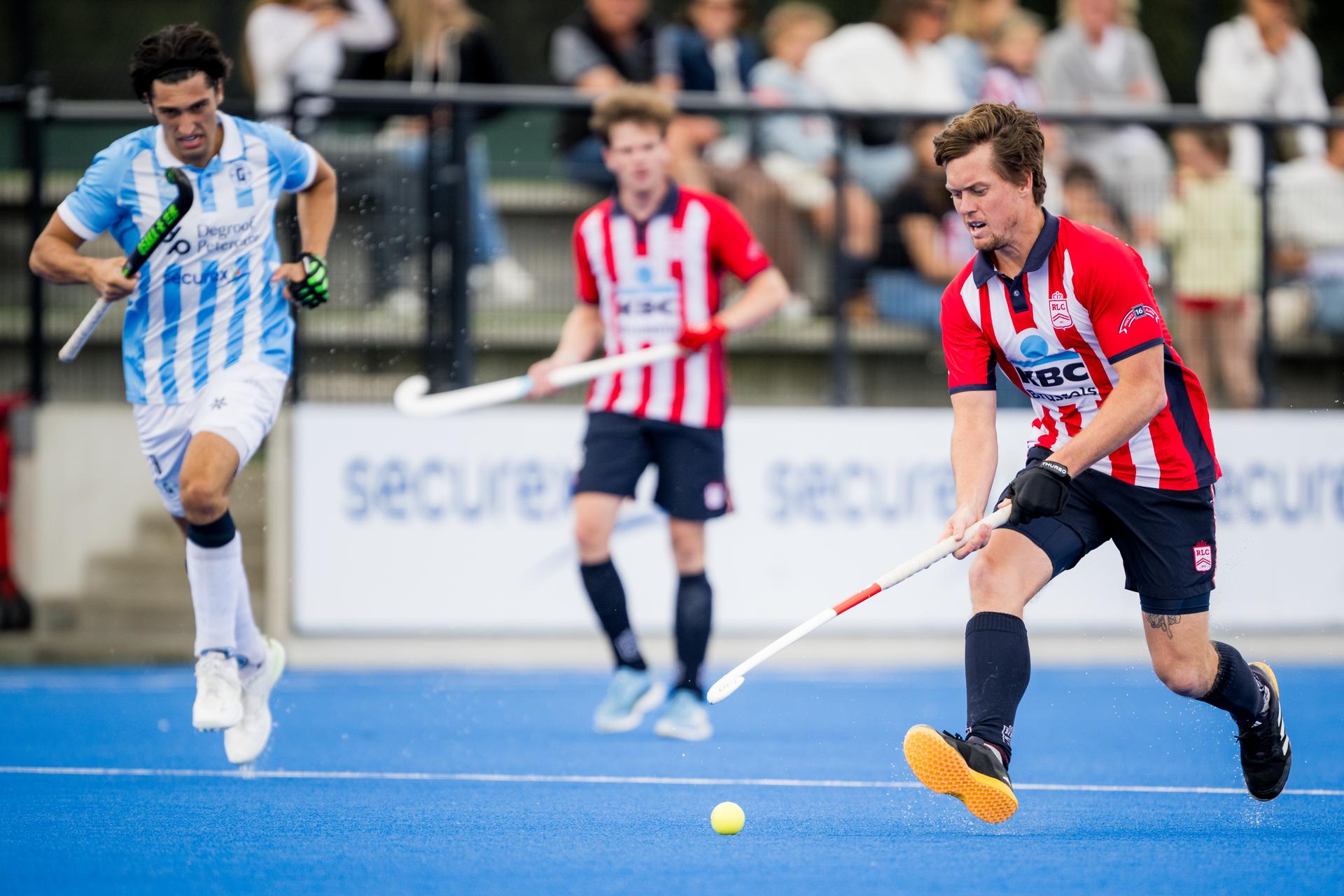 Leopold's Tom Boon pictured in action during a hockey game between Gantoise and Royal Leopold Club, Sunday 08 September 2024 in Gent, on the opening day the Belgian first division hockey championship. BELGA PHOTO JASPER JACOBS