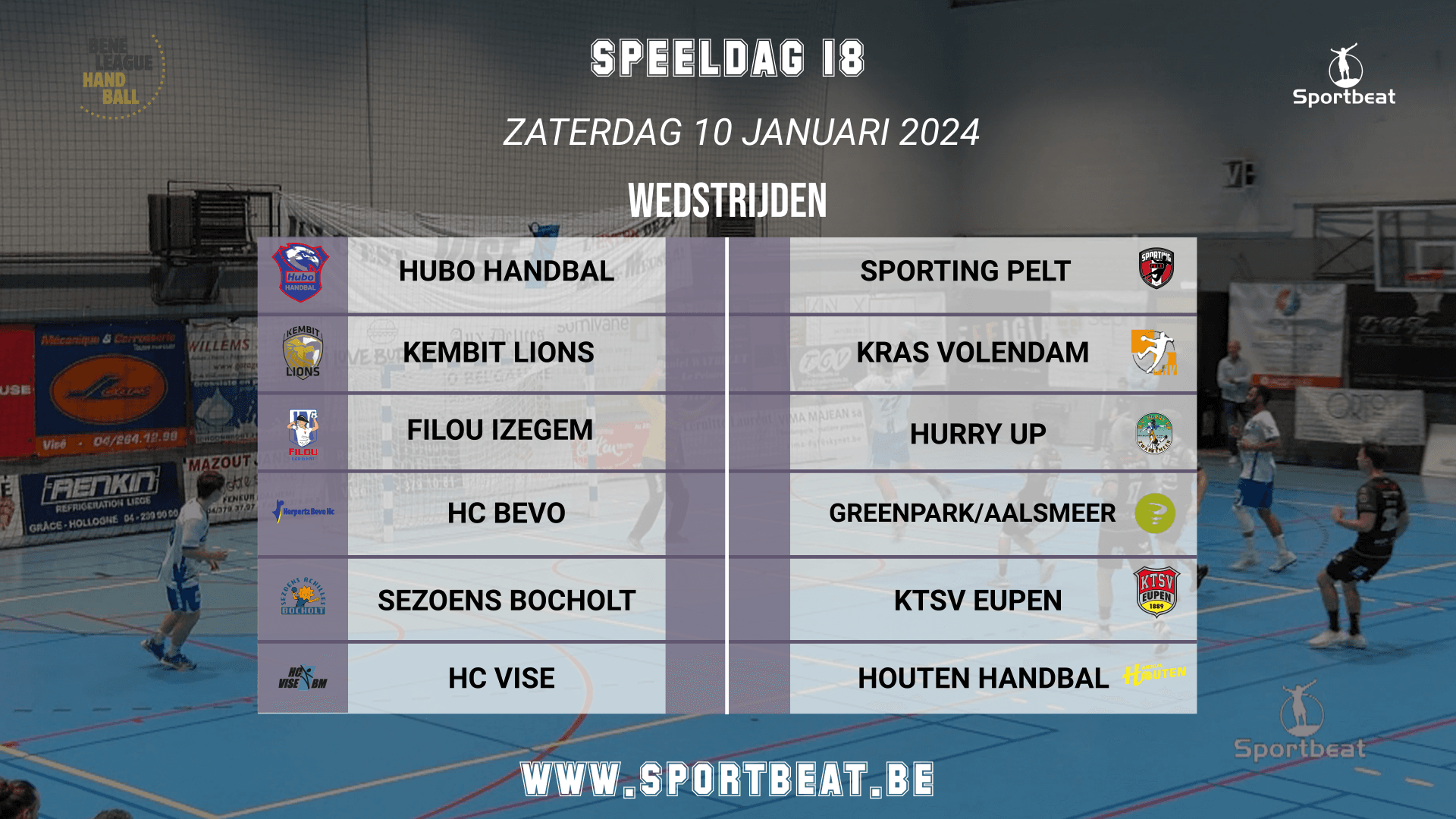 Bent u klaar voor speeldag 18 - Beneleague - nu zaterdag....