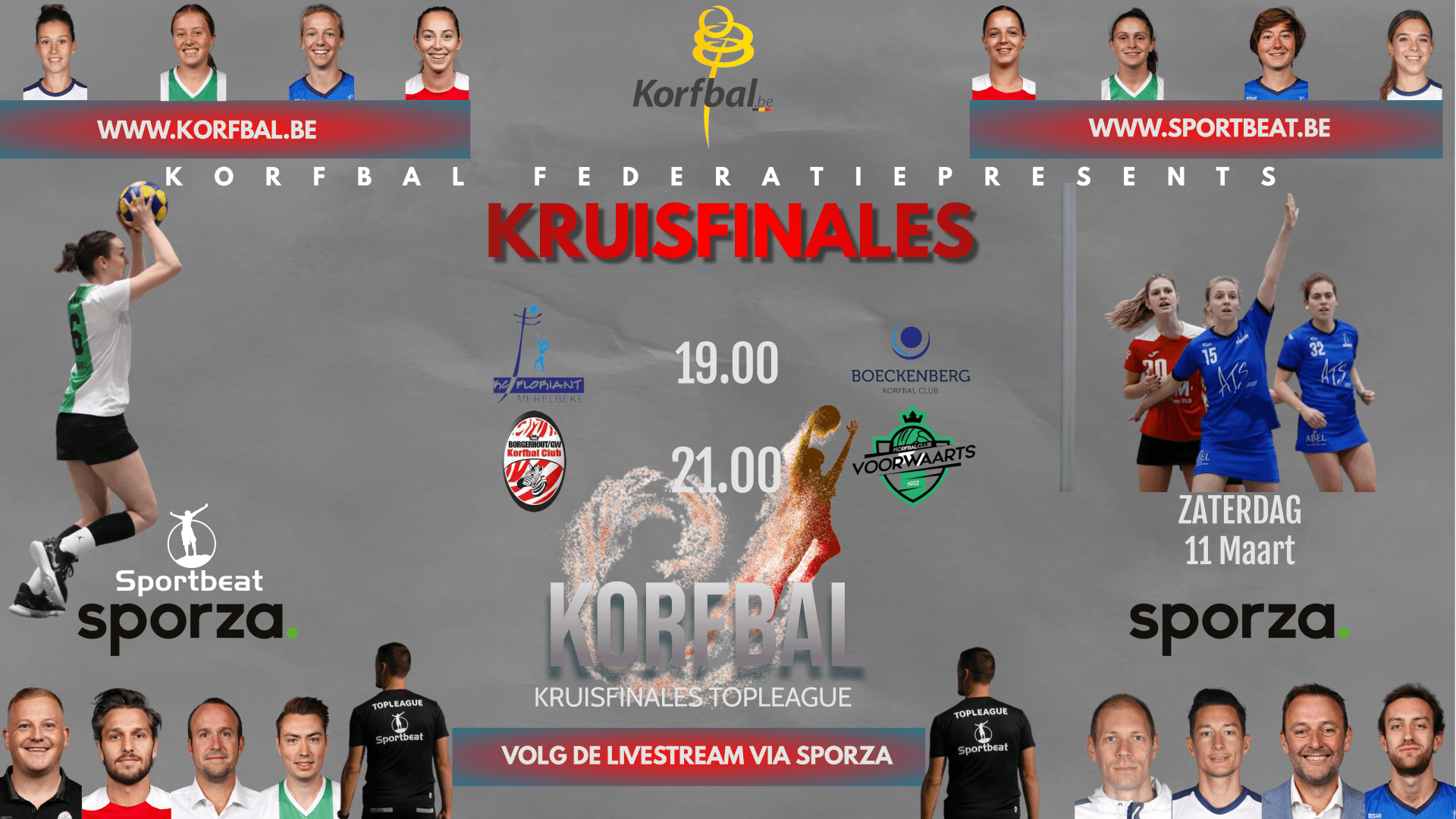 Nu zaterdag Kruisfinale Korfbal vanaf 19.00 live te volgen via Sporza.