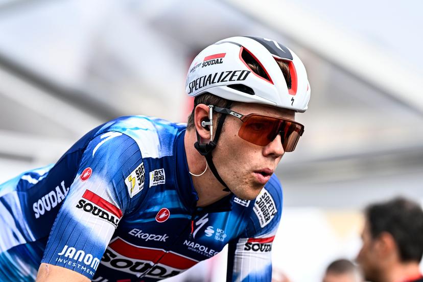 US Luke Lamperti of Soudal Quick-Step pictured at the start of the men elite race of the 'Paris-Roubaix' one day cycling race, 259,2 km from Compiegne to Roubaix, France, on Sunday 13 April 2025. BELGA PHOTO JASPER JACOBS