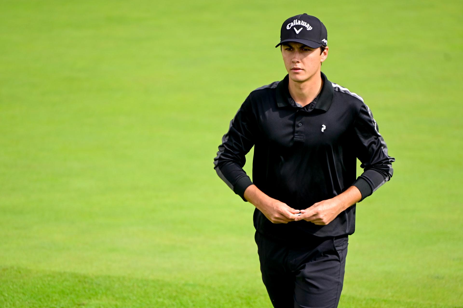 Belgian Matthis Besard pictured during the first round (1/4) at the 2024 Soudal Open DP World Tour golf tournament, in Schilde, Thursday 23 May 2024. The 2024 Soudal Open takes place from 23 to 26 May at the Rinkven Golf Club in Schilde. BELGA PHOTO DIRK WAEM