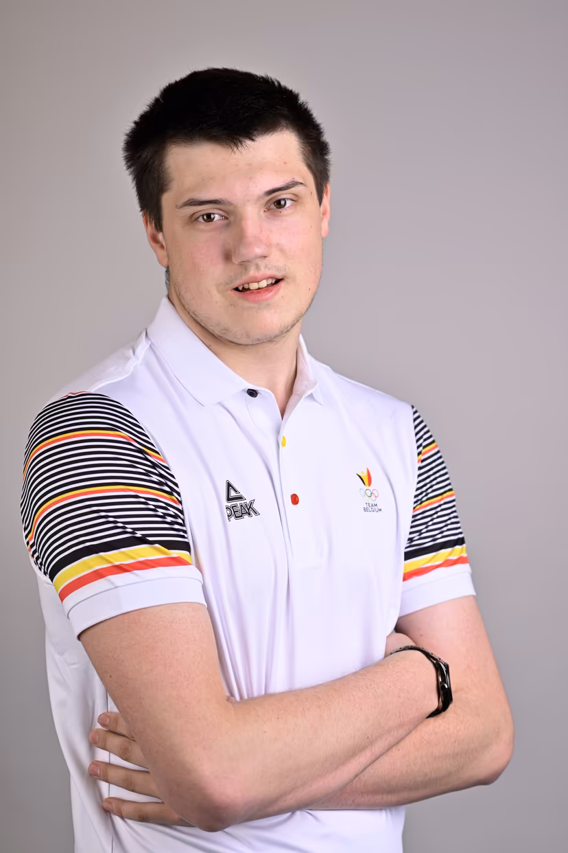 Julien Leclercq poses for the photographer at a photoshoot for the Belgian Olympic Committee BOIC - COIB ahead of the The World Games 2022 sports event, Wednesday 27 April 2022 in Brussels. BELGA PHOTO ERIC LALMAND