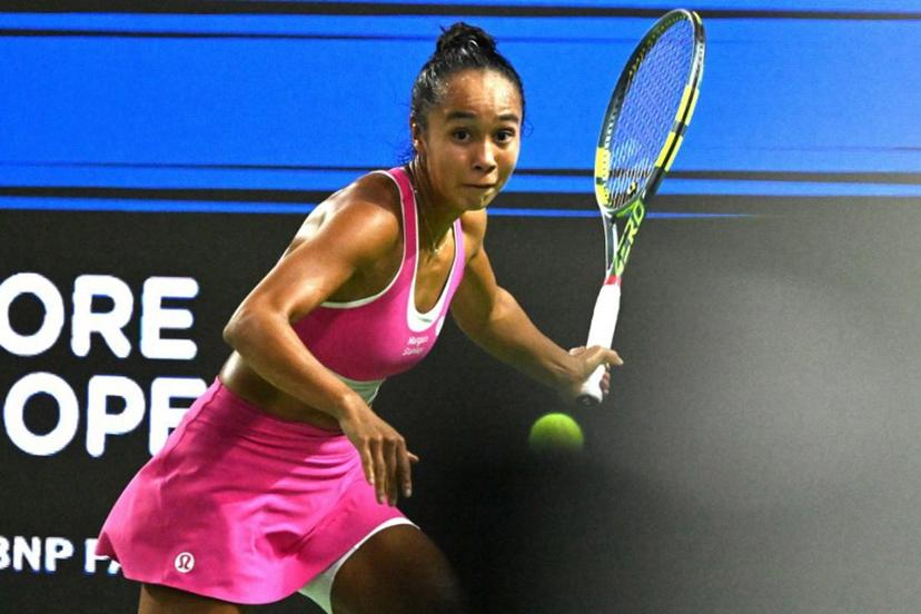 Canada's Leylah Fernandez hits a return against Russia's Mirra Andreeva during the WTA Singapore Open Tennis quarterfinal in Singapore on September 25, 2026. Roslan RAHMAN / AFP