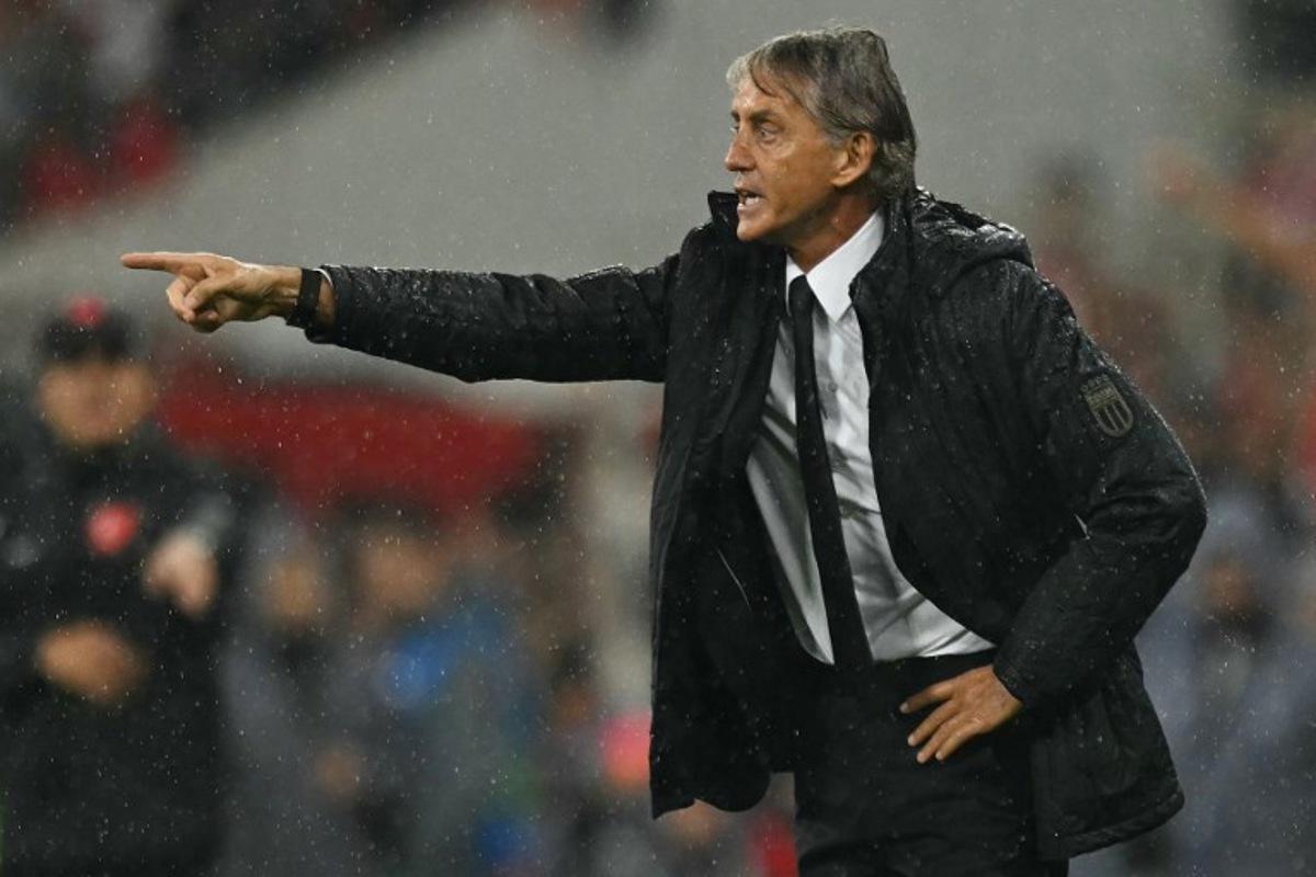 Italy's head coach Roberto Mancini gestures during the UEFA Nations League football match (League A, Group A1) between Turkey and Italy at the Ataturk Sports Complex Matlı Stadium in Bursa on September 28, 2026. OZAN KOSE / AFP