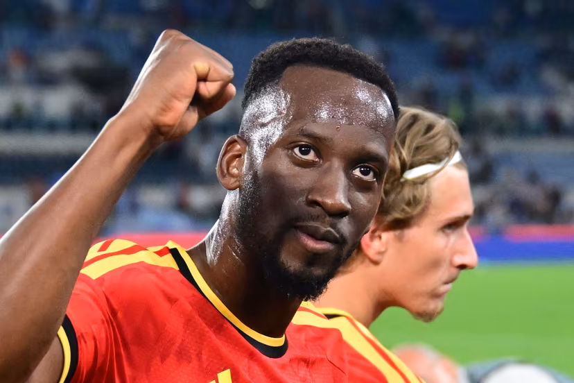 Belgium's Dodi Lukebakio celebrates after a soccer game between the Red Devils, the Belgian national soccer team and Italy for the opening game of the UEFA Nations League, in Rome, on Friday 25 September 2026. BELGA PHOTO DIRK WAEM