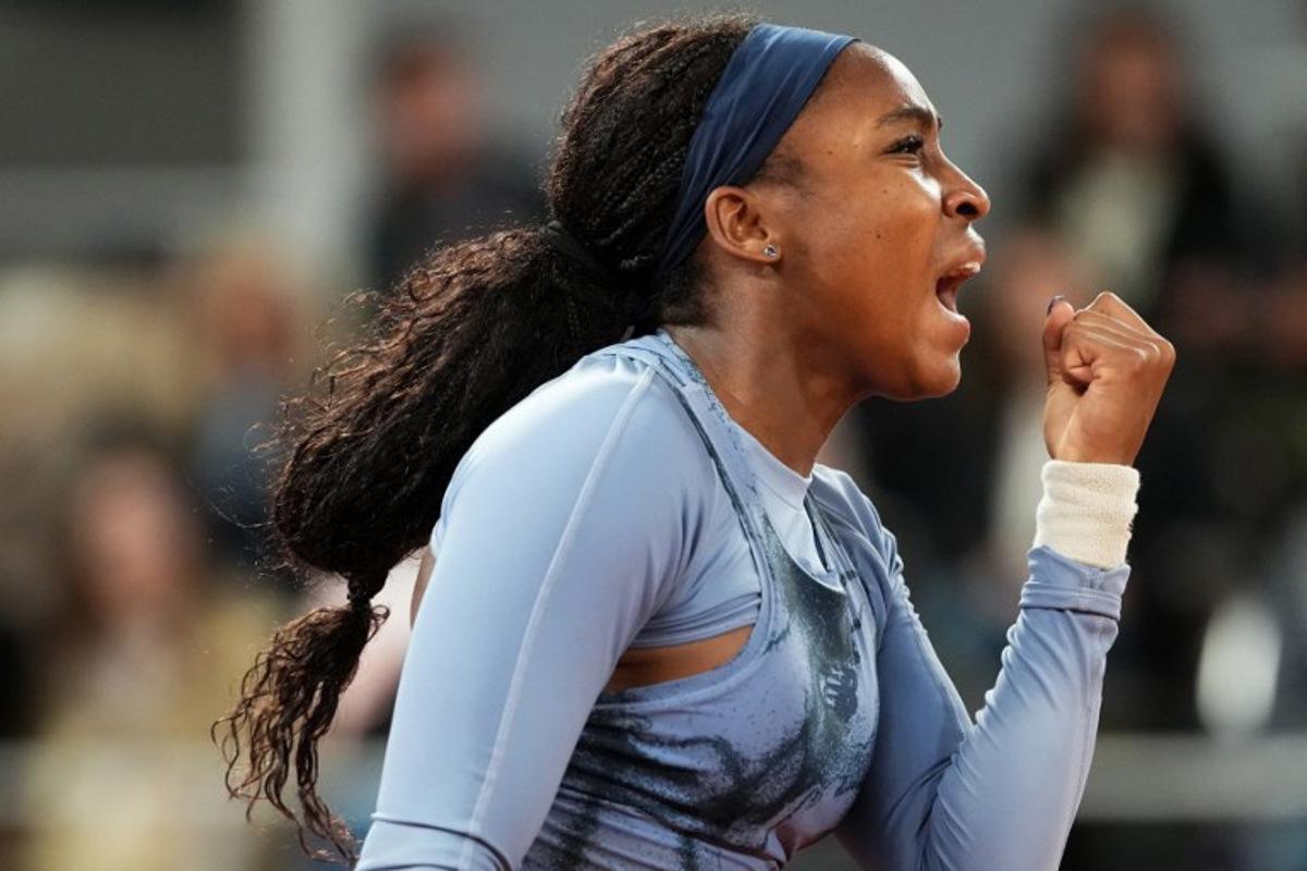 US Coco Gauff reacts after a point during her women's singles quarter-final match against US Madison Keys on day 11 of the French Open tennis tournament on Court Philippe-Chatrier at the Roland-Garros Complex in Paris on June 4, 2025. Dimitar DILKOFF / AFP