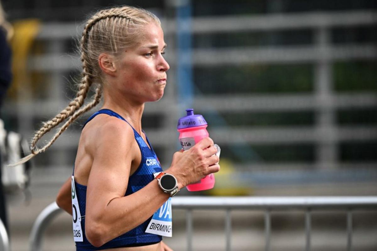 Finland's Alisa Vainio competes in the women's marathon during the European Athletics Championships in Birmingham on August 16, 2026. Paul ELLIS / AFP