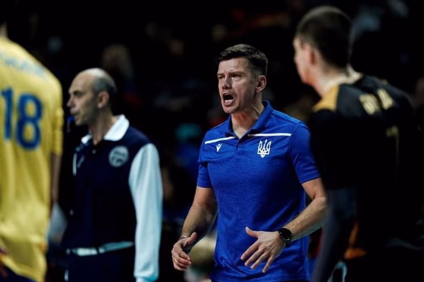 Ukraine's head coach Ugis Krastins reacts during the Men's 2019 European Volleyball Championships quarter-final match between Serbia and Ukraine in Antwerp on September 24, 2019. Kenzo TRIBOUILLARD / AFP
