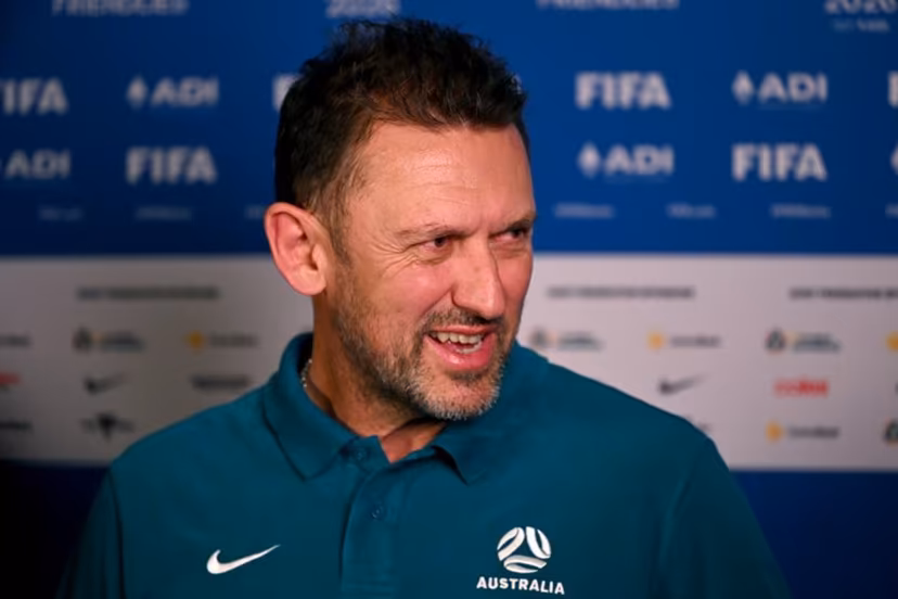 Australia's football coach Tony Popovic speaks to the media in Melbourne on March 30, 2026, ahead of their international friendly football match against Curacao. William WEST / AFP